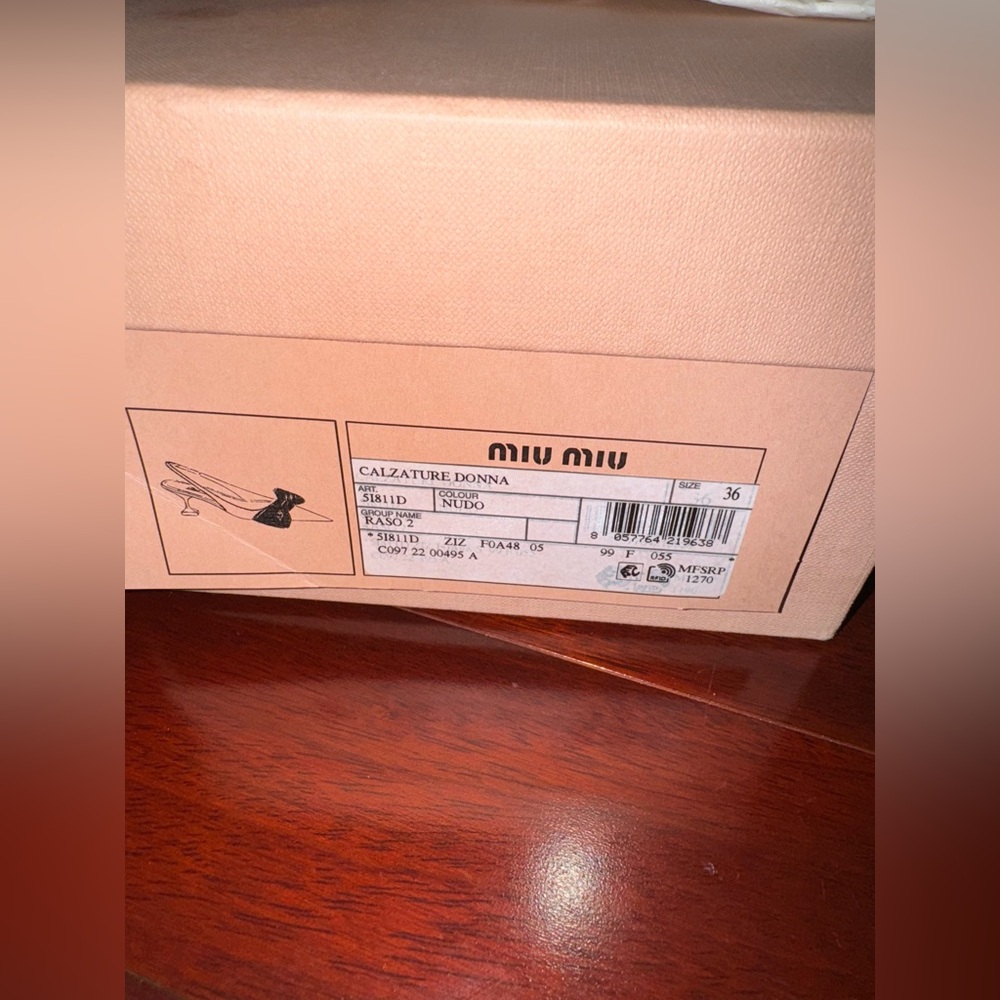 Miu Miu Nude/Rose satin Slingback Heels with Bow - Picture 12 of 12